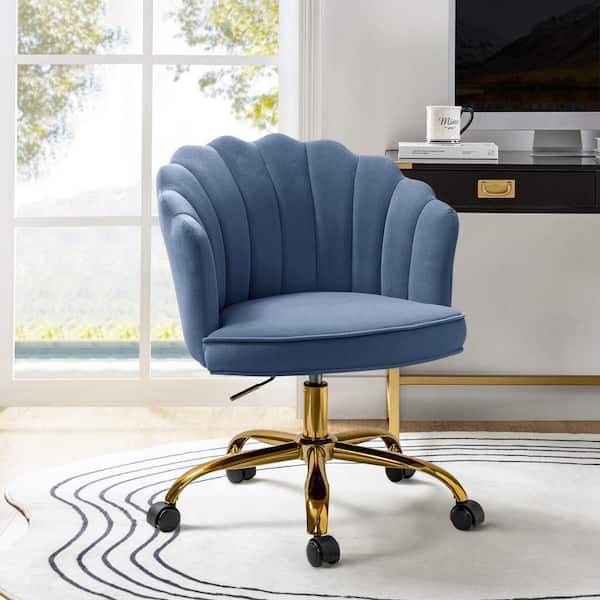 Rebeca Slate-blue  Swivel Velvet Task Chair with Tufted Back