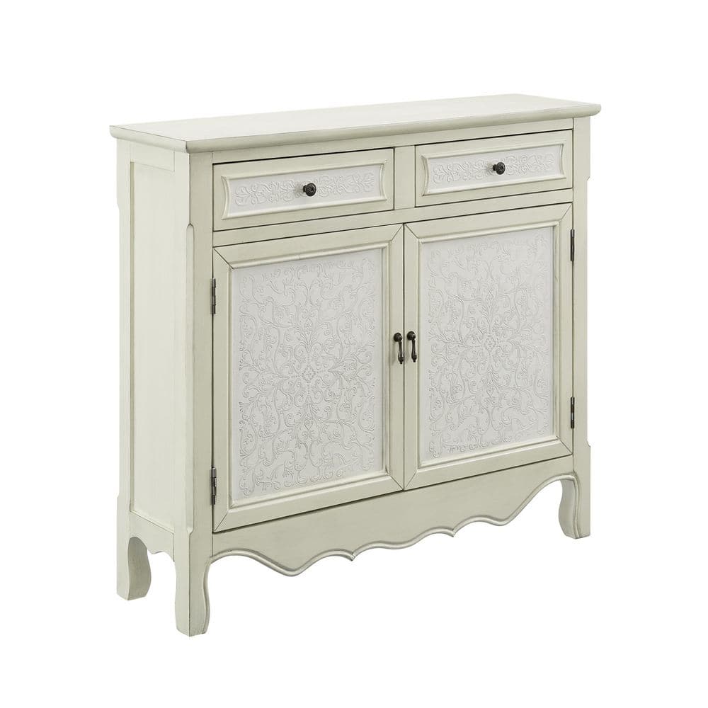 Linon Home Decor Paradise 41 In Cream Standard Rectangle Wood Console   Antique White Linon Home Decor Console Tables Hd221984 64 1000 