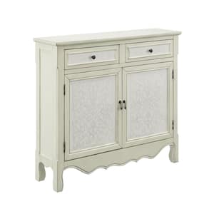 Paradise 41 in. Cream Standard Rectangle Wood Console Table with 2-Drawers