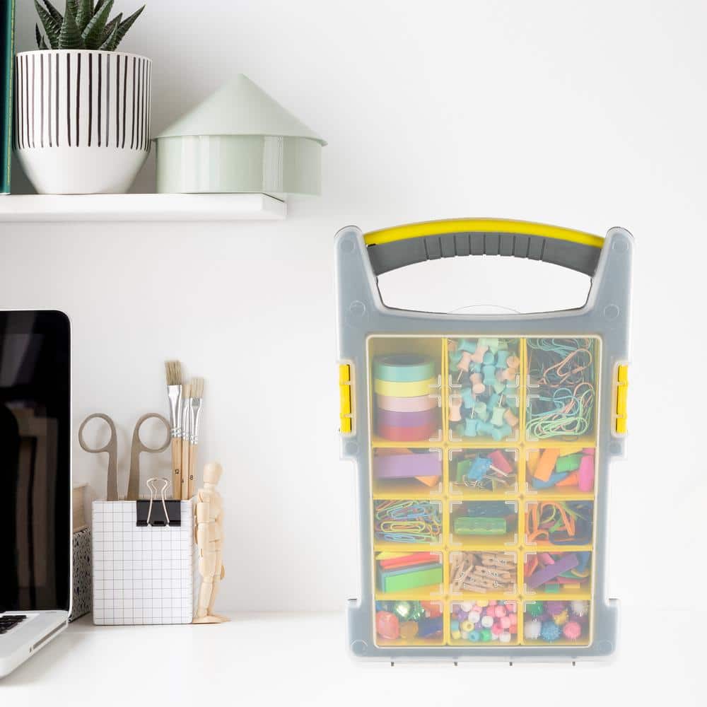 Yellow and Black Plastic Tool and Hardware Organizer Set with Clear Tops
