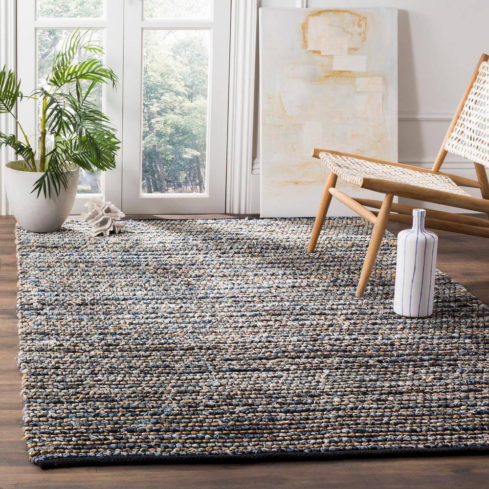 Cape Cod Blue Striped Cotton 3' x 5' Handmade Area Rug