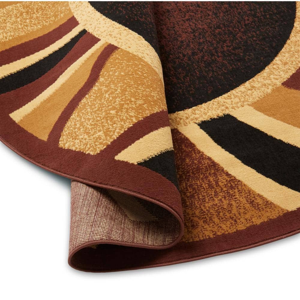 Premium Rizzy Round Brown and Beige Synthetic Area Rug