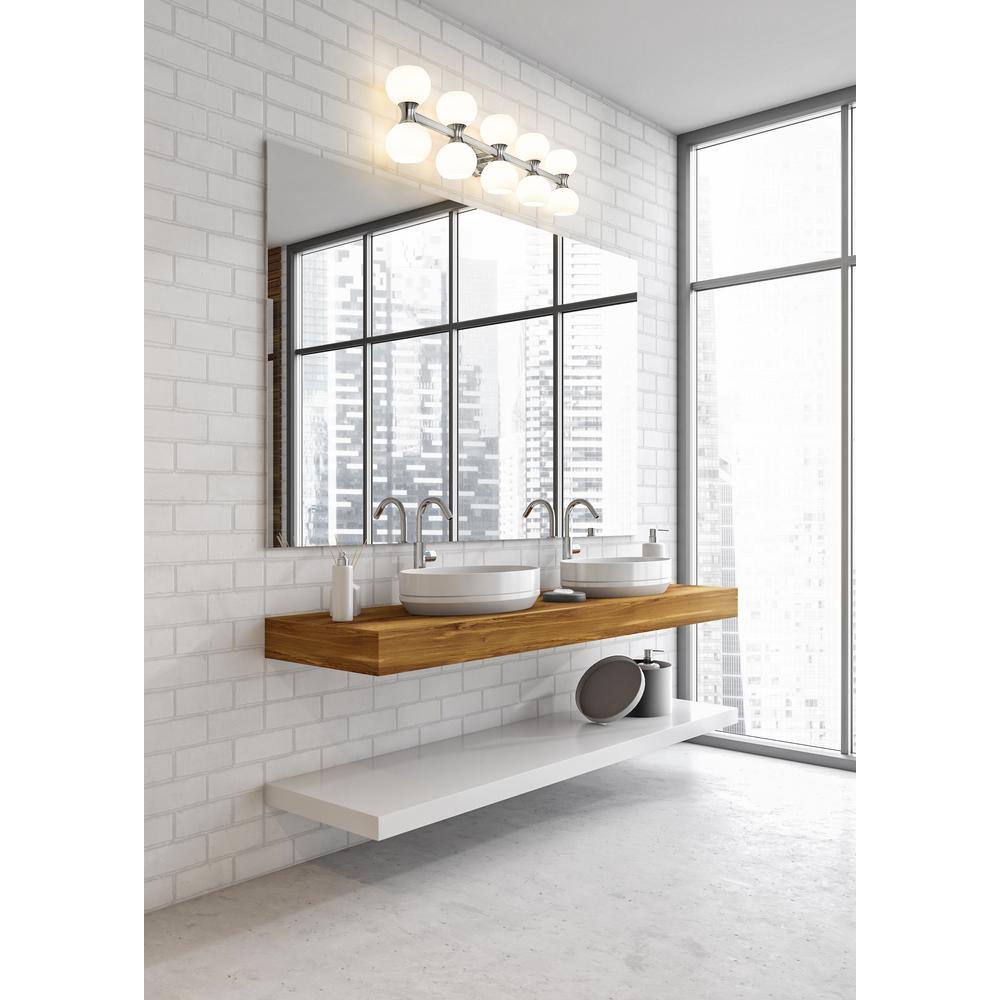 Artemis Brushed Nickel 10-Light Vanity with Opal Glass Shades