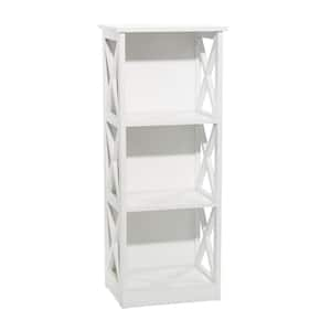 4 Shelves Wood Stationary White Shelving Unit