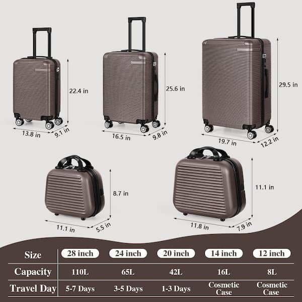 HIKOLAYAE 5-Piece Carry On Horizontal Stripe Luggage Set with