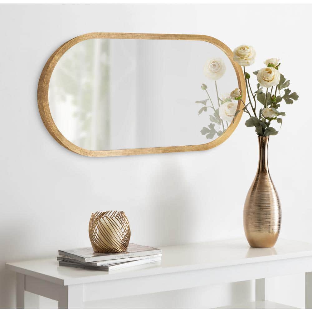 Travis Capsule Framed Full-Length Wood Mirror in Gold