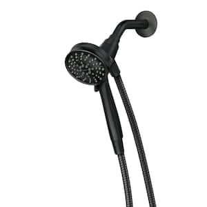 Attract with Magnetix 6-Spray Single Wall Mount 3.75 in. Handheld Adjustable Shower Head 1.75 GPM in Matte Black