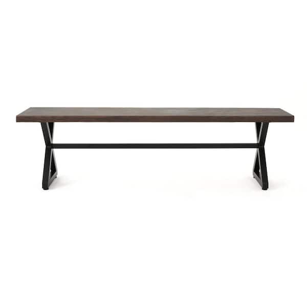 Unbranded - Brown 15 in. W x 63 in. L x 18 in. H Outdoor Park Aluminum Bench with Steel Frame