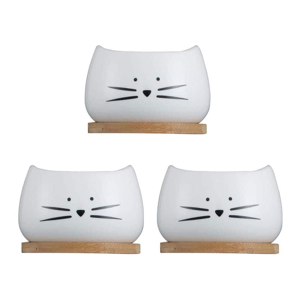 3.2 in. L x 3.2 in. W x 2.66 in. H White Indoor Outdoor Ceramic Cute Cat Succulent Window Boxes & Throughs Pots Set of 3 price history on PriceWatchPro