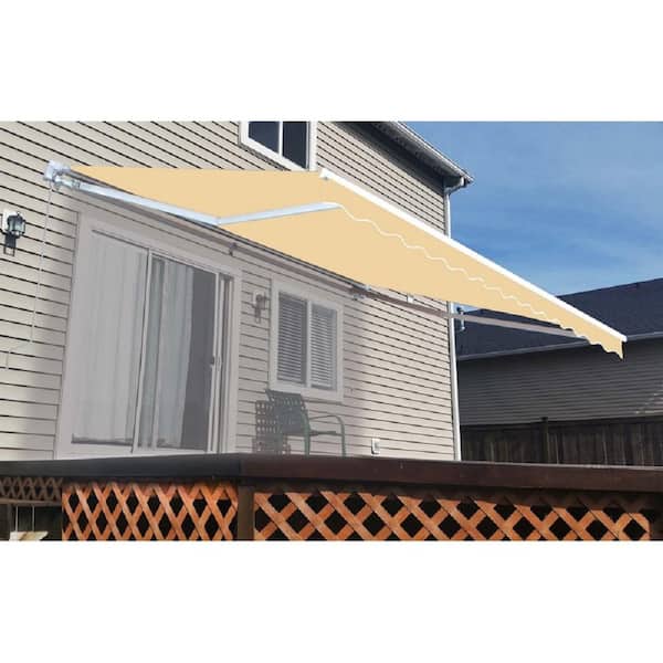 Reviews For Aleko 12 Ft Manual Patio Retractable Awning 120 In Projection Ivory Pg 1 The Home Depot - Patio Retractable Awning Reviews