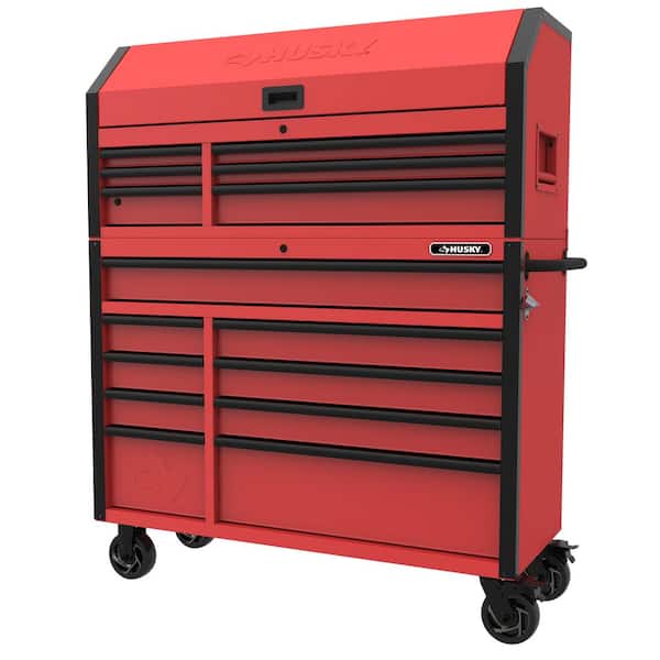 Heavy-Duty 52 in. W 15-Drawer Matte Red Steel Rolling Tool Chest Combo