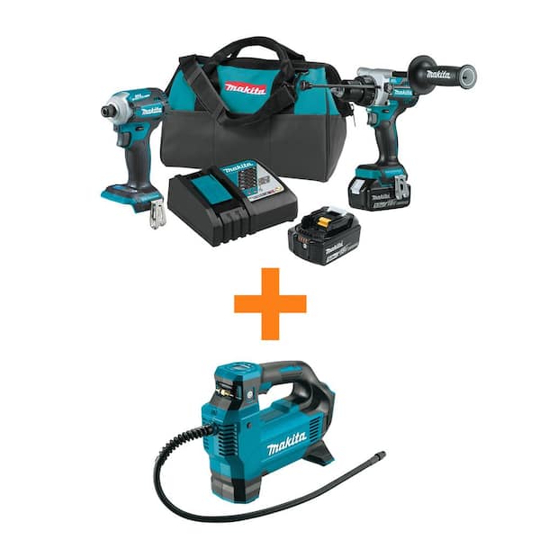 18V LXT Lithium-Ion Brushless Cordless Combo Kit 5.0 Ah (2-Piece) with bonus 18-Volt LXT High-Pressure Inflator