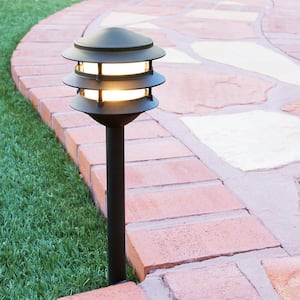 Low Voltage Matte Black Outdoor Integrated LED Weather Resistant 3-Tier Path Light