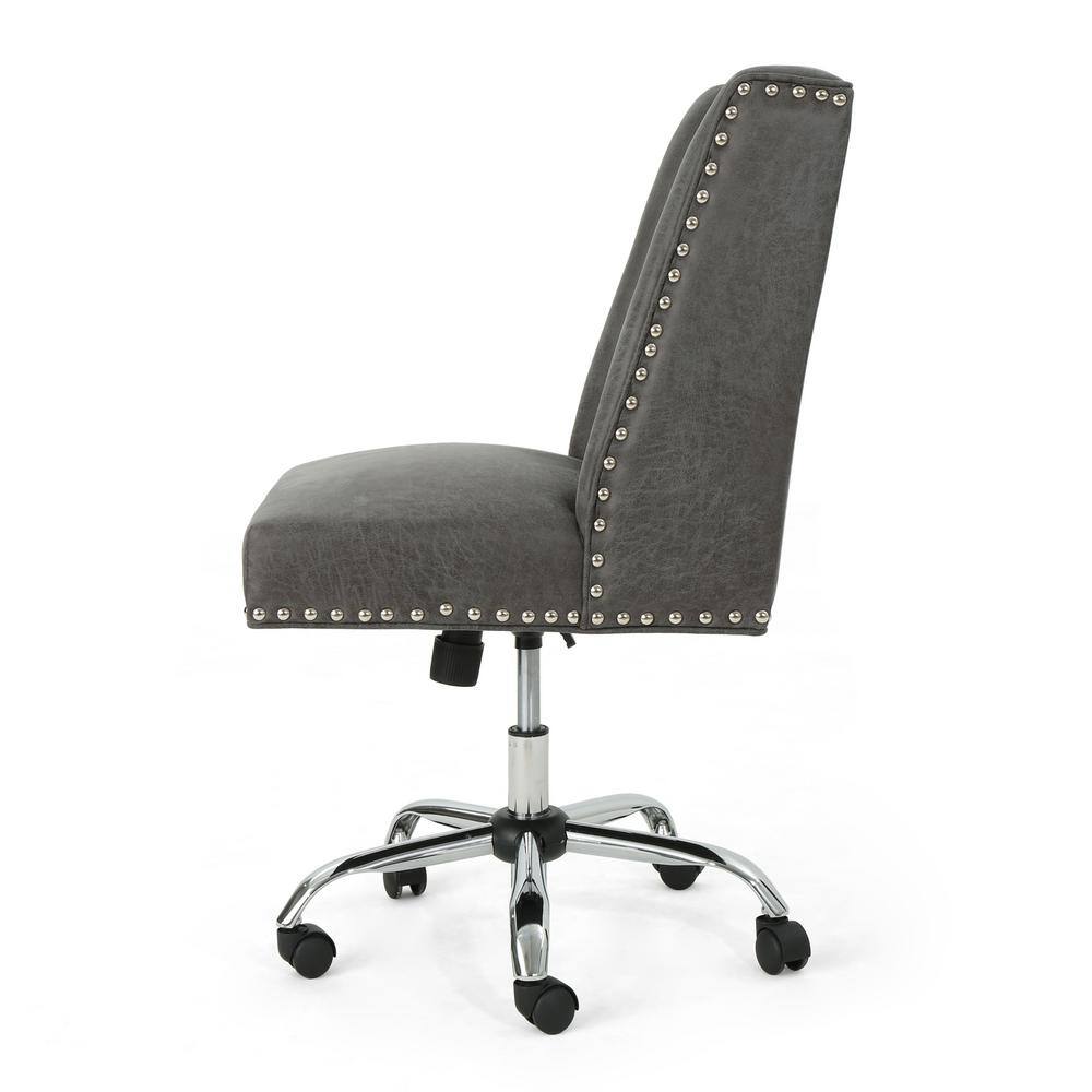 Slate Gray Mound Microfiber Swivel Desk Chair with Studded Base