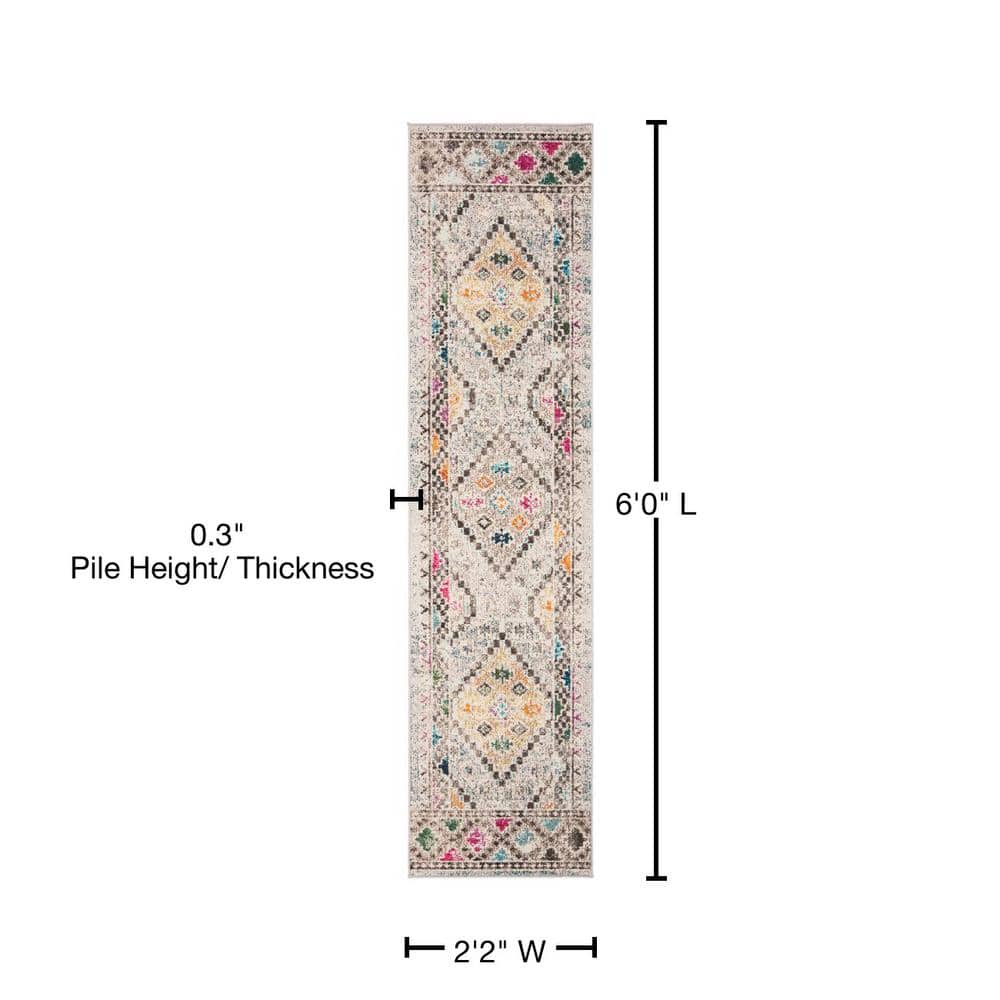 Elegant Grey and Yellow Hand-Knotted Runner Rug, 2'2" x 6'