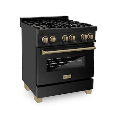 Autograph Edition 30" 4.0 cu. ft. Dual Fuel Range in Black Stainless Steel with Champagne Bronze Accents (RABZ-30-CB)