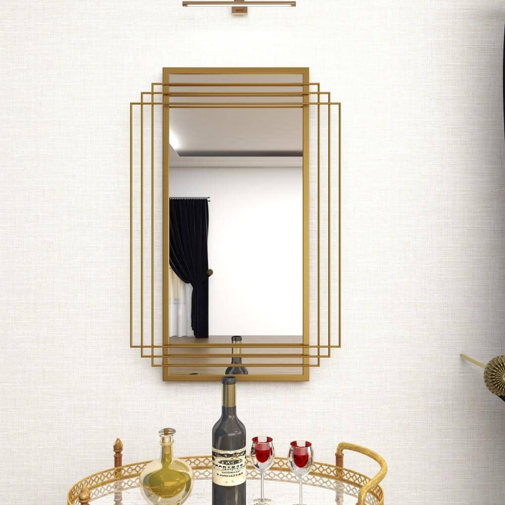 Elegant Rectangular Wood and Gold Dresser Wall Mirror 24" x 36"