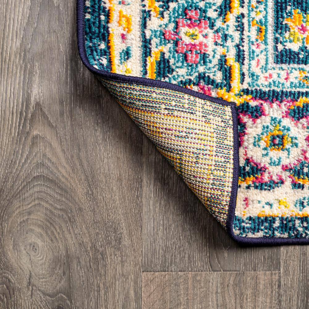 Bohemian Blue and Beige Medallion 5x8 Synthetic Area Rug