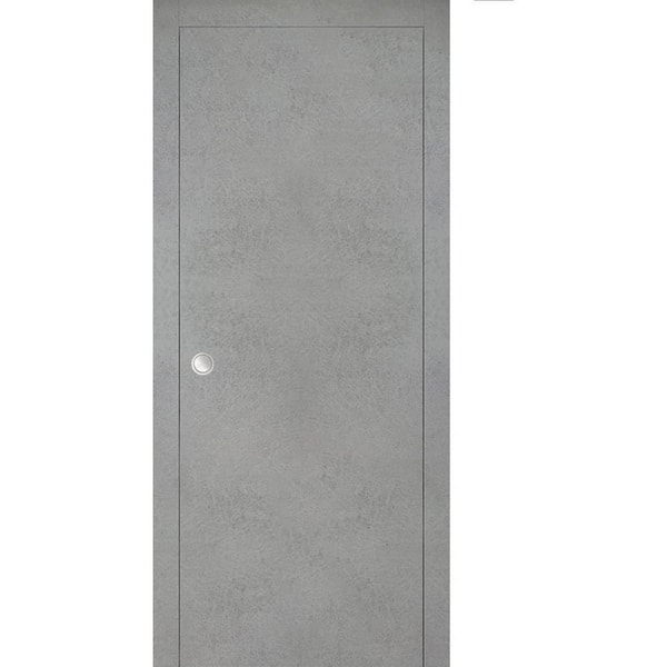 Sartodoors 24 in. x 80 in. 1 Panel Concrete Finished Solid Wood with Honeycomb Sliding Door with Hardware