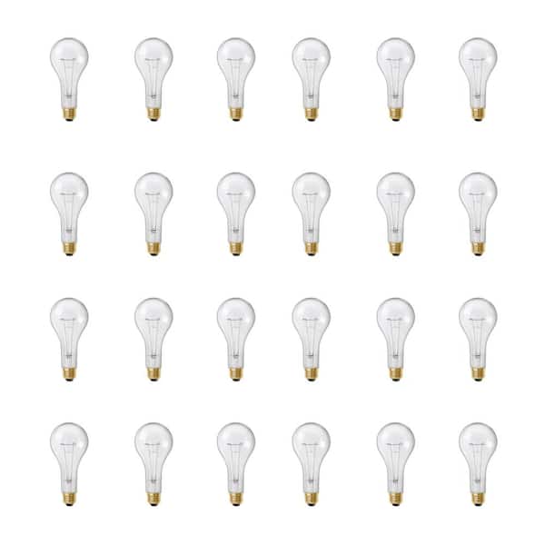 300-Watt High Lumen Clear PS25 Medium E26 Soft White (2700K) Utility Incandescent Light Bulb (24-Pack)