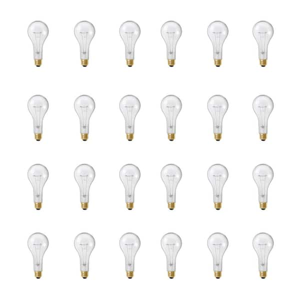 Feit Electric 300-Watt High Lumen Clear PS25 Medium E26 Soft White (2700K) Utility Incandescent Light Bulb (24-Pack)