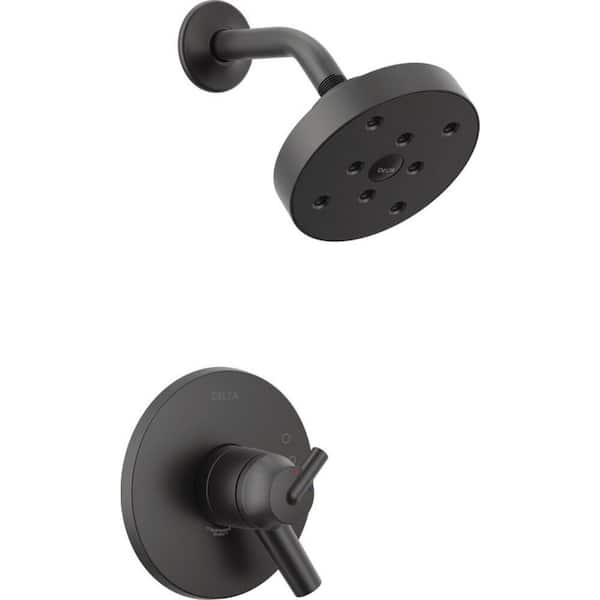 Delta Trinsic 1-Handle Wall Mount Shower Trim Kit with H2OKinetic in Matte Black (Valve Not Included)