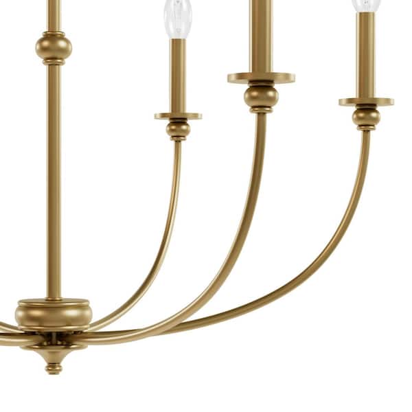 Hunter - Southcrest 6 Light Luxe Gold Candle Chandelier for Dining Room with No Bulbs Included