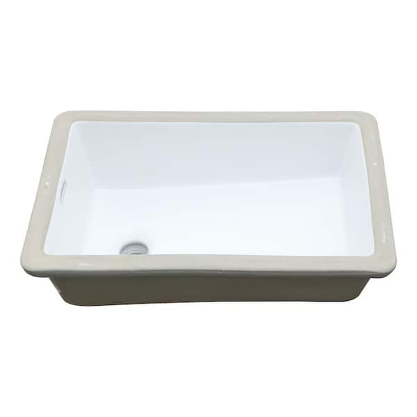 LORDEAR 20 in. White Undermount Rectangular Bathroom Ceramic Vessel Sink
