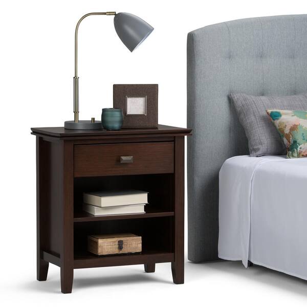 Simpli Home Artisan 24 in. Wide Russet Brown Solid Wood 1 Drawer