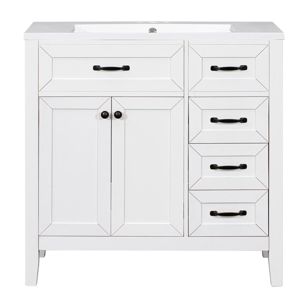 36 in. W x 18 in. D x 36 in. H Single Sink Freestanding Bath Vanity in Whit