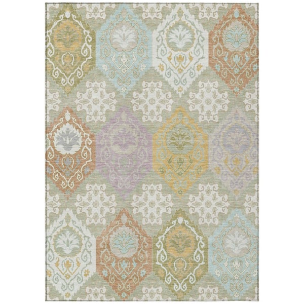 Chantille Machine Washable Indoor/Outdoor Abstract ACN2588 Celery 8 ft. x 10 ft. Area Rug