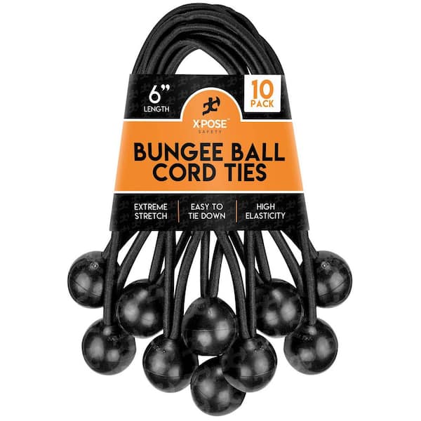 6 in. Ball Bungee - 10 Pack - Black - Plastic
