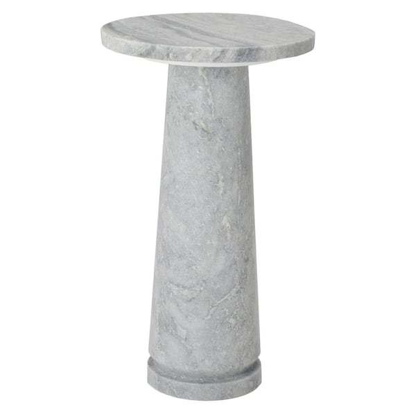 SAFAVIEH Valentia 10 in. Light Grey Round Marble End Table