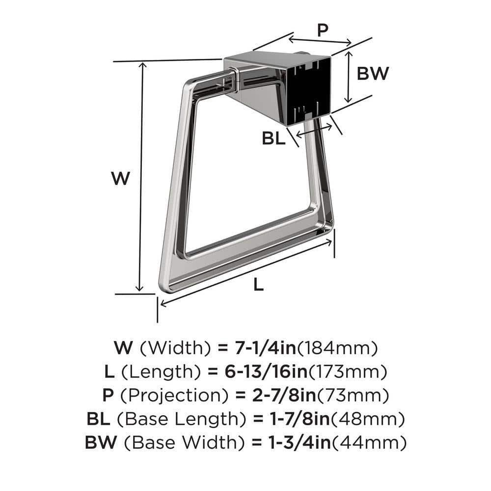 Chrome 6-13/16 Inch Wall Mounted Towel Ring