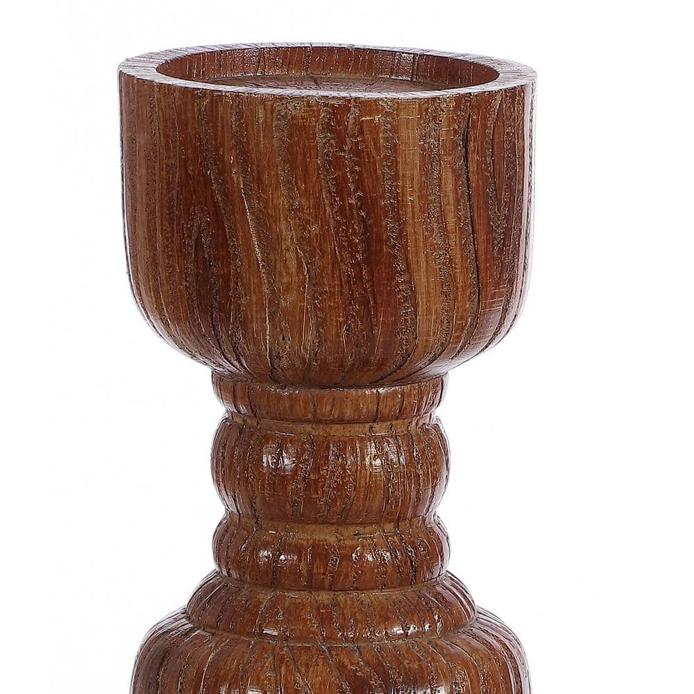 Lia Brown Faux Wood Candlestick Set of 3