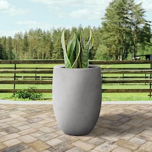 PLANTARA 24 H Concrete Tall Solid White Planter, Large Outdoor Plant Pot, Modern Tapered Flower Pot for Garden