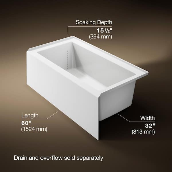 6*様 Provision Underscore Series TE#003 KOHLER Underscore 60 in. x 32 in. Soaking Bathtub with Right