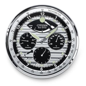 Gallery Wall Clock with Chrome Mirror Polished Case That Replicates One of the Famous Eco Drive Watch Dials