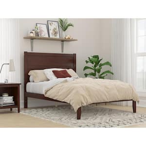 NoHo 53-1/2 in. W Walnut Full Size Solid Wood Frame with Attachable USB Device Charger Platform Bed