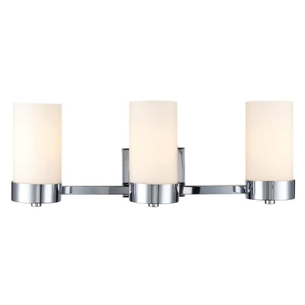 Globe Electric Marcie 24 in. 3-Light Chrome Vanity Light with Frosted Glass Shades