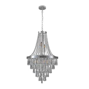 19.60 in. 10-Light Chrome 6 Layers Crystal Shade Chandelier for Indoor with no Bulbs Included