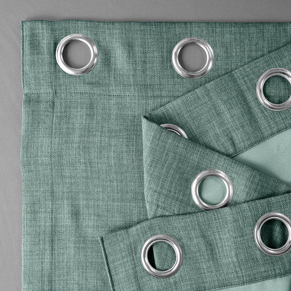 Sea Thistle Blue Faux Linen Room Darkening Grommet Panel - 50" x 108"