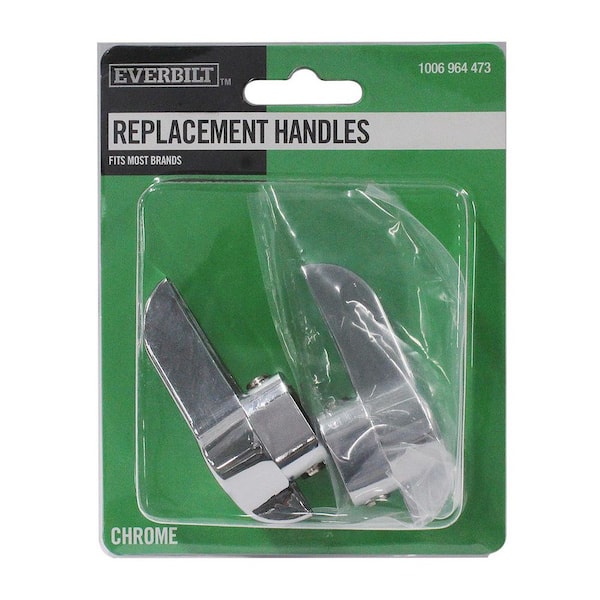 Pair of Universal Replacement Faucet Handles with Lever Handle Design in Chrome