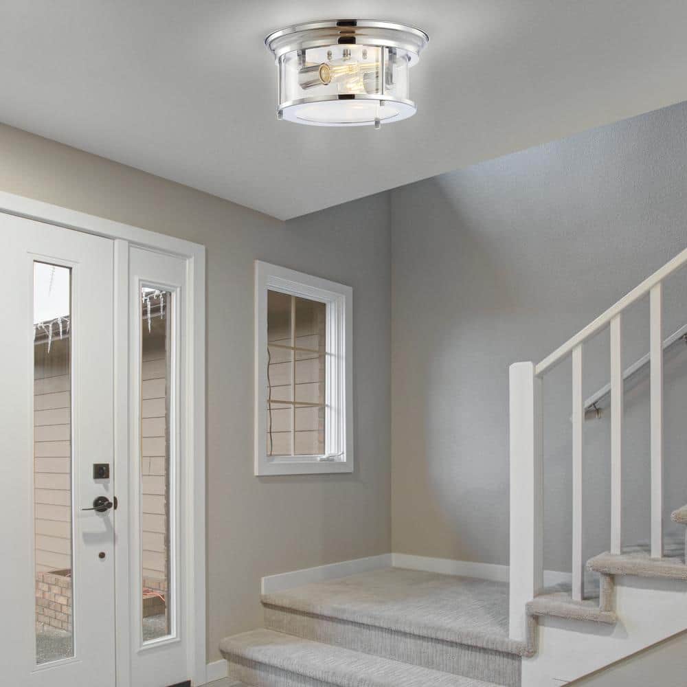 Lauren 13.25" Silver Glass and Chrome LED Flush Mount