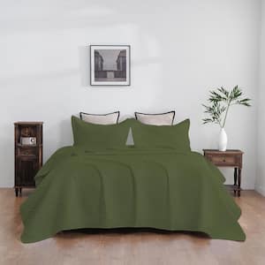 3-Piece Olvie Green Polyester Full Size Comforter Set