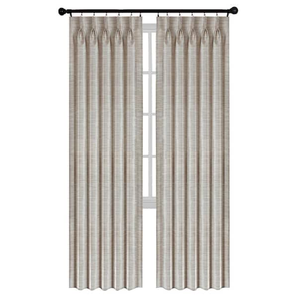 ACHIM Ivory Solid Pinch Pleat Sheer Curtain - 34 in. W x 63 in. L