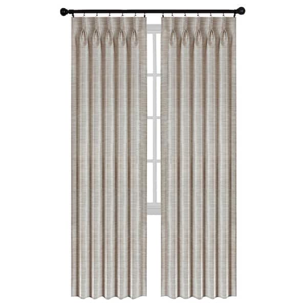 ACHIM Ivory Solid Pinch Pleat Sheer Curtain - 34 in. W x 84 in. L