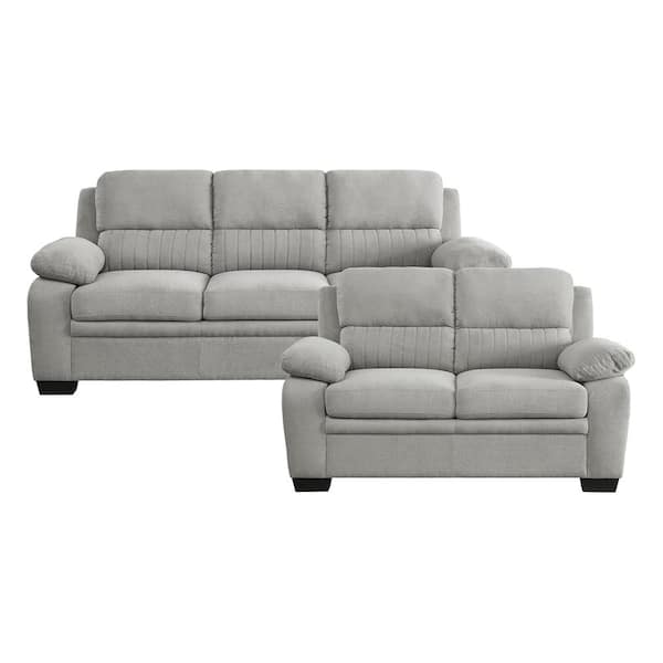 Lazzara Deliah 80 in. W Straight Arm Textured Fabric Rectangle 2-Piece Living Room Sofa Set in Gray