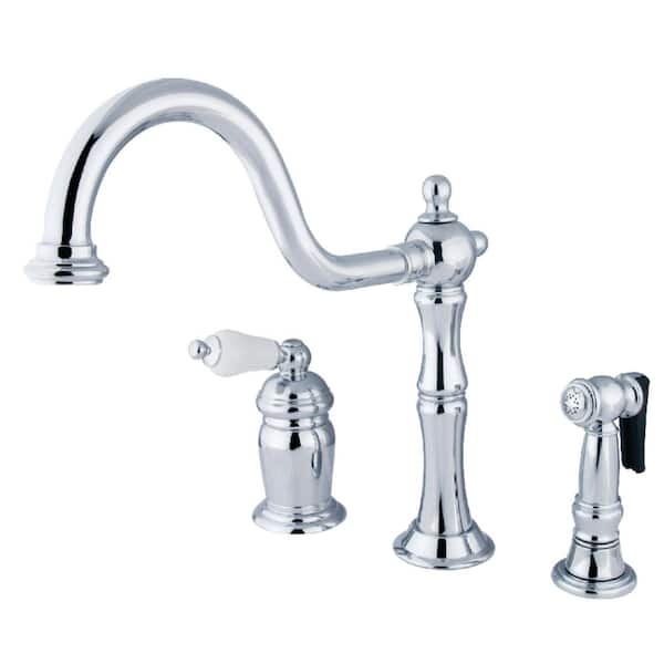 Heritage 1-Handle Deck Mount Standard Kitchen Faucet in Polished Chrome