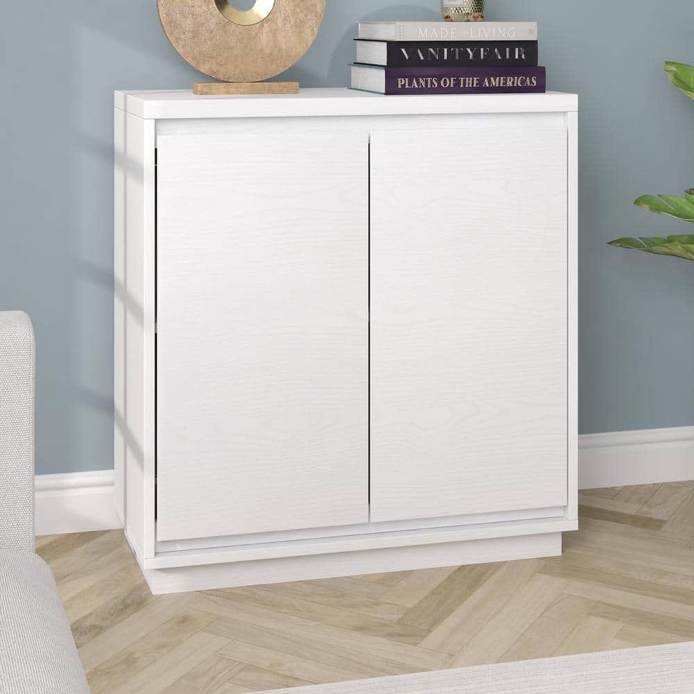 White Rectangular Accent Cabinet with Adjustable Shelving